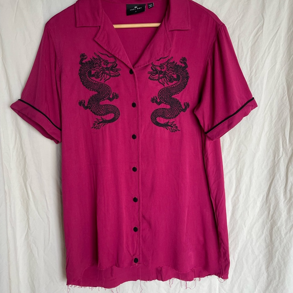 Lazy Oaf Red Dragon Shirt Dress (cut)